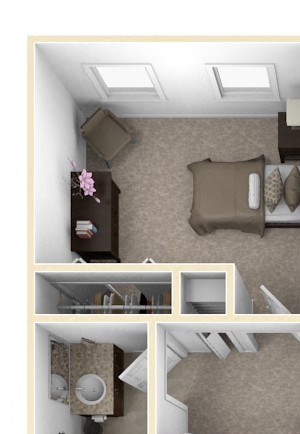 2-Bed/1-Bath, Eaton Floor Plan 2-Bed/1-Bath, Eaton Floor Plan at Irene Woods Apartments, Collierville, Tennessee